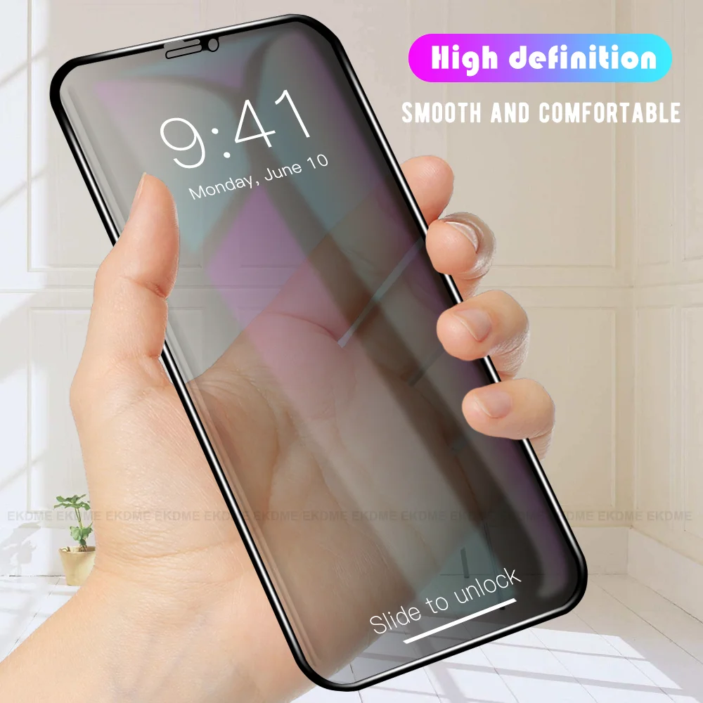 Антишпионское закаленное стекло с полным покрытием для iPhone X XR XS Max 9H Антибликовая