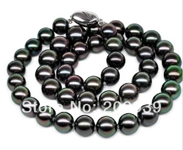 

huij 003453 STUNNING 10-11MM TAHITIAN BLACK PEARL NECKLACE