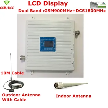 

LCD Display 2G GSM 900Mhz DCS 1800MHz Cell Phone Signal Booster 2G 4G Dual Band Signal Repeater Signal Amplifier with Antenna