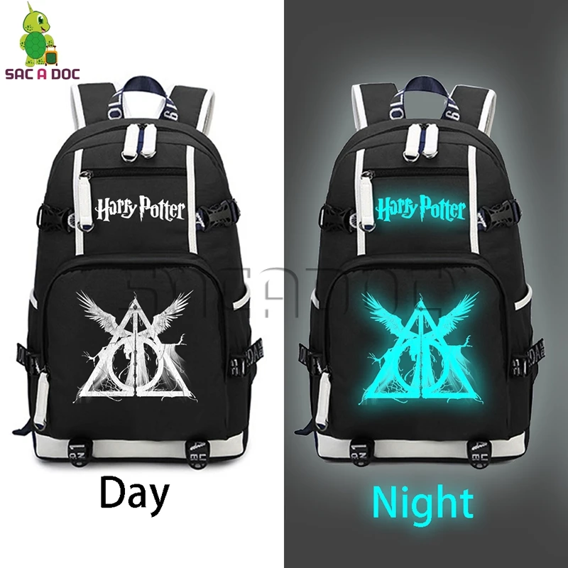 

Harri Potter Luminous Backpack The Dark Lord Hogwart Canvas Backpack for Teenagers Boys Girls Travel Bag Daily Laptop Backpack