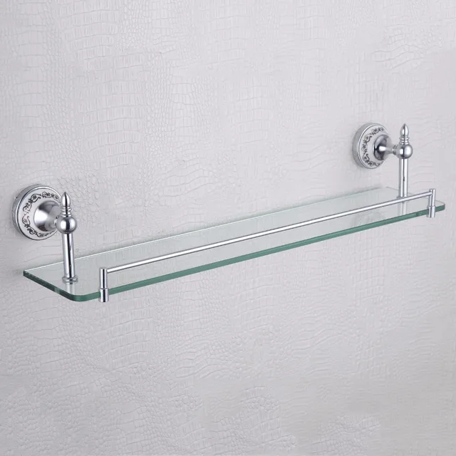 Rectangle Floating Single Gl Shelf Blue And White Porcelain Base Rectangle Floating Single Gl Shelf Blue And White Porcelain Base Luxury Home Decor Bathroom Shelves For
