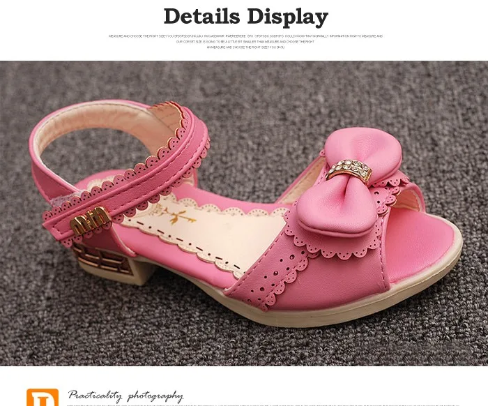 Rhinestone Princesse Girls Leather Sandals Summer Fashion Dancing Flower Diamond Bowknot Sandal Elsa Shoes Ninas Chaussure Fille 444 (8)