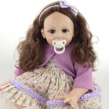 24 дюйма Reborn фридолин Реалистичная кукла-младенец девочек младенец получивший новую жизнь коллекция корнями ровные волосы магнит соски-пустышки