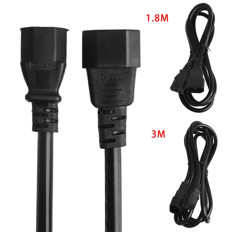

IEC 320 3-Pin C14 Male To C13 Female Main Power Extension Cord Lead Cable 1.8/3M