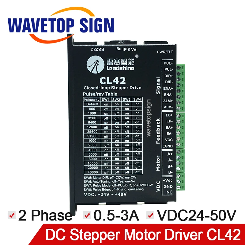 

Leadshine CL Serial Close Loop Stepper Motor Driver CL42 2Phase Input Voltage VDC24-50V Current 0.5-3A Match 42CME Serial Motor