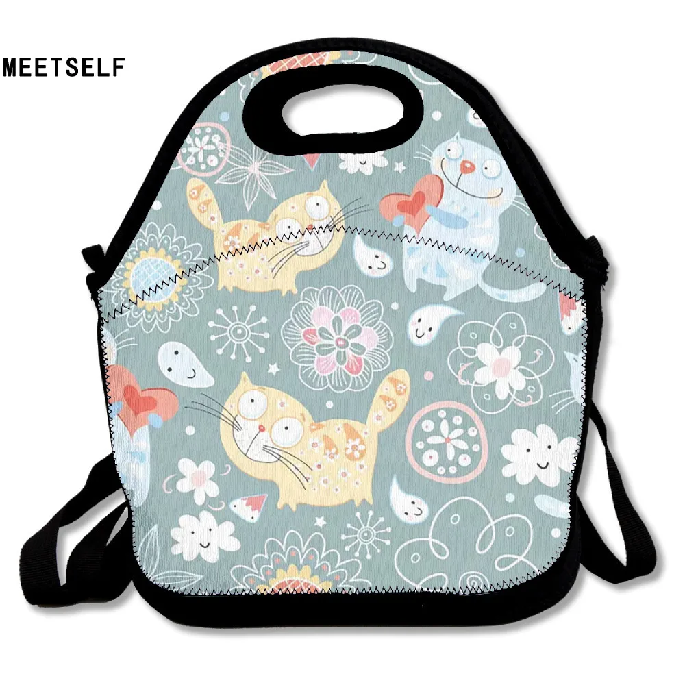 SAMCUSTOM 3D Print Cute Funny Cats Lunch Bags Insulated Waterproof Food