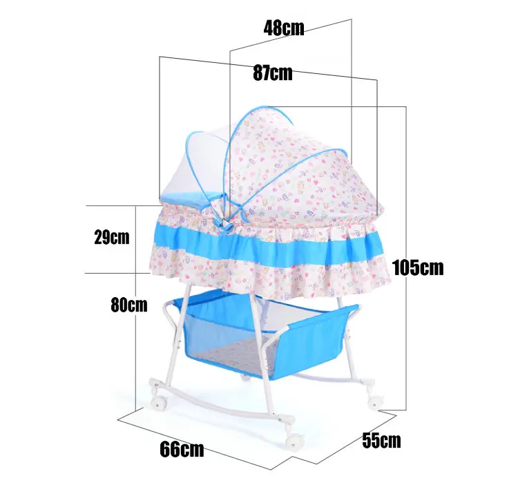 Детская колыбель, детская кроватка для малышей, шейкер для новорожденных с москитной сеткой и матрасом, моющаяся тканевая детская кровать с колесами