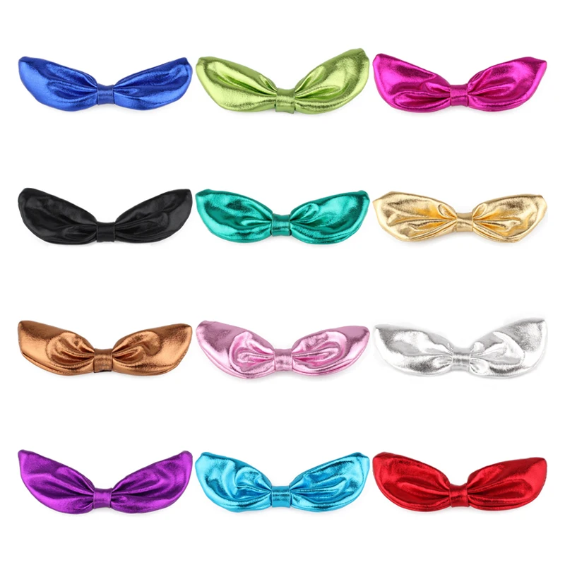 200pcs/lot 12colors 10cm Newborn Fashion Pu Hair Bows For Hair Clips