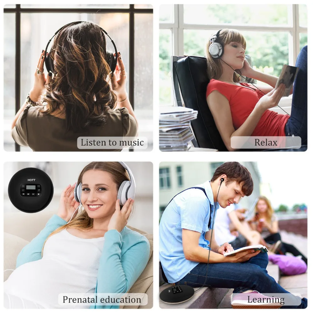 Portable CD Player HOTT Personal CD Player with Headphones Compact Music CD Walkman Small CD Player for Kids Adults with Skip
