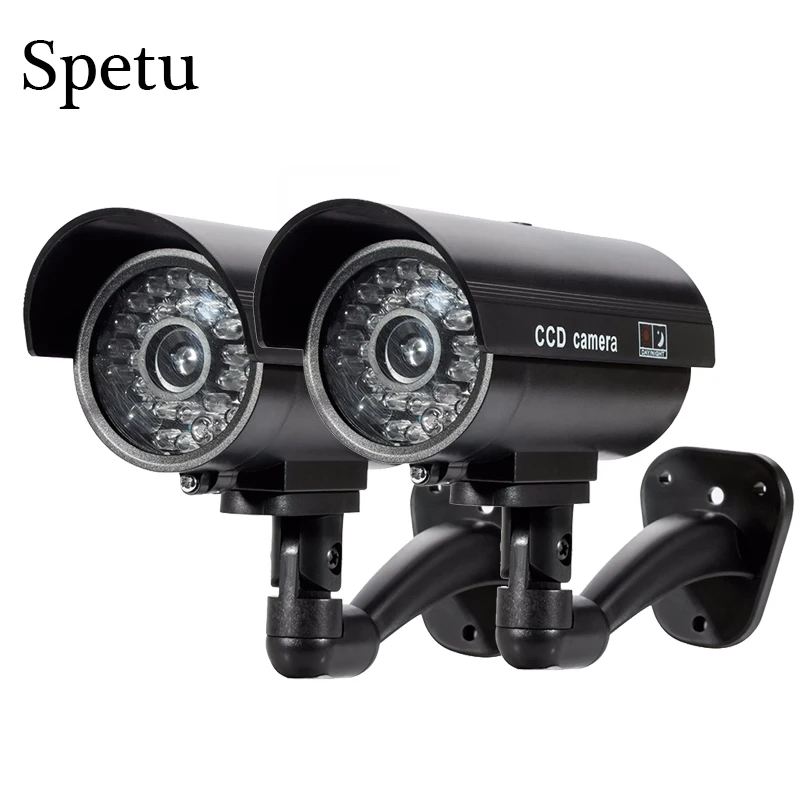 

Spetu 2PCS/lot IR Bullet Fake Dummy Surveillance Security Camera CCTV With Flashing LED Waterproof Outdoor or Indoor Home Camera