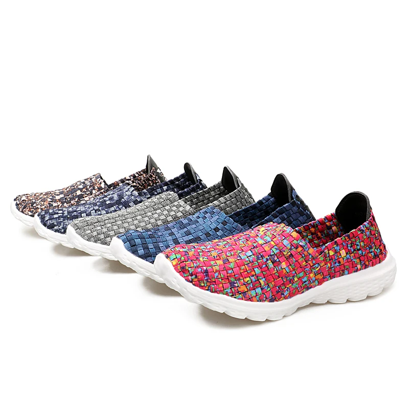 Newest Colorful Weave Shoes for Female Outdoor Sneakers Breathable