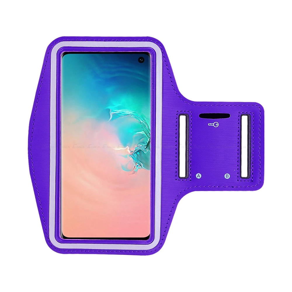 Чехол-сумка для телефона для бега и велоспорта для samsung Galaxy S7 S6 Edge S8 S9 S10e S10 Plus 5G Note 10 5 8 9 чехол на руку - Цвет: Фиолетовый