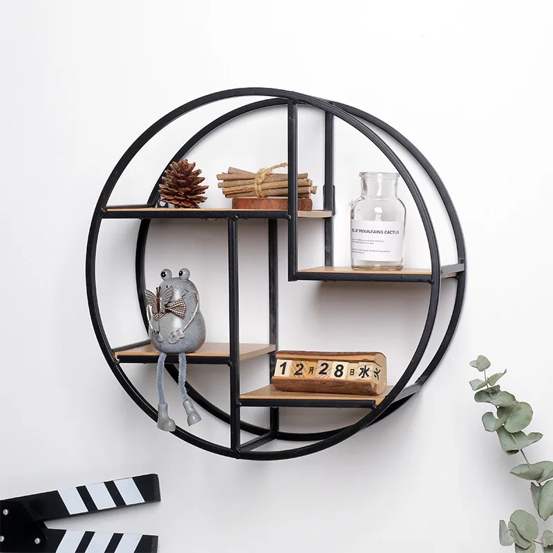 Buy Wall Hanging Iron Round Shelf Housekeeper Storage