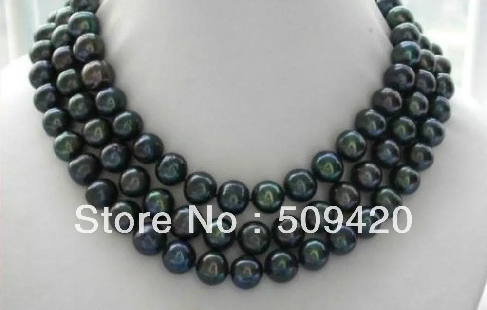 

~~ Free Shippingnatural AA+ 8-9mm black tahitian pearl necklace 50
