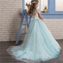 Winter Clothing Kids Long Graduation Dresses for Girls Floral Ball Gown Christmas Prom Wedding Dress Elegant Girl Birthday Dress floral girls ball gown dress luxury kids girl wedding clothing birthday party communion banquet vestidos appliques dresses s183