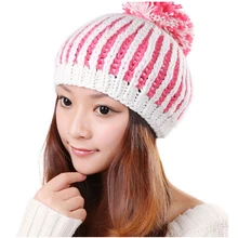BomHCS для отдыха милые женские зимние теплый шерстяной трикотажный головной убор ручной работы мешок шапка Skully Лыжная шапка