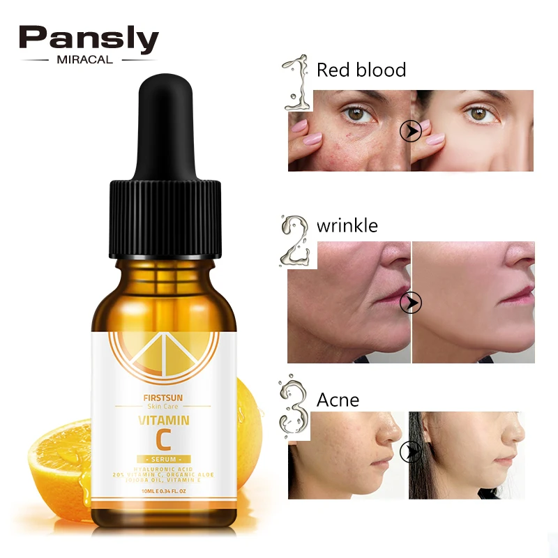 Face Vitamin C Oil Whitening Serum Organic Essence Oils Anti Acne Ultra Brightening Spots Remover Face Moisturizer Essence Oil