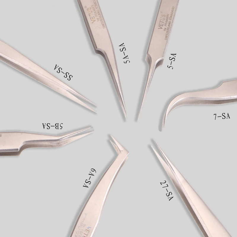 VETUS 6A-SA Пинцет супер твердый антикислотный стальной Немагнитный некоррозионный подделка норковые Накладные ресницы макияж ресниц Инструменты