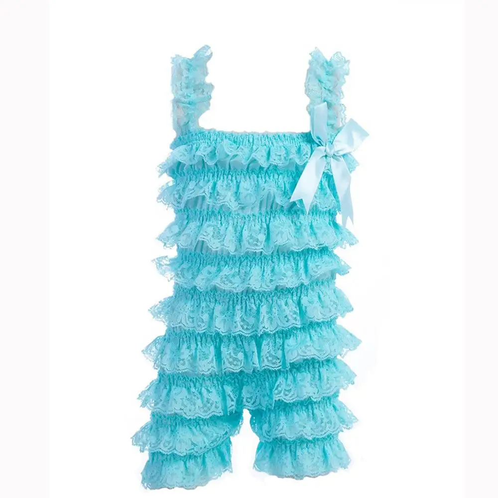 sky blue Zcaynger/Одежда для маленьких девочек детский синий гофрированный кружевной комбинезон для малышей, комбинезон для новорожденных, одежда для дня рождения, одежда для фотосессии - Цвет: sky blue