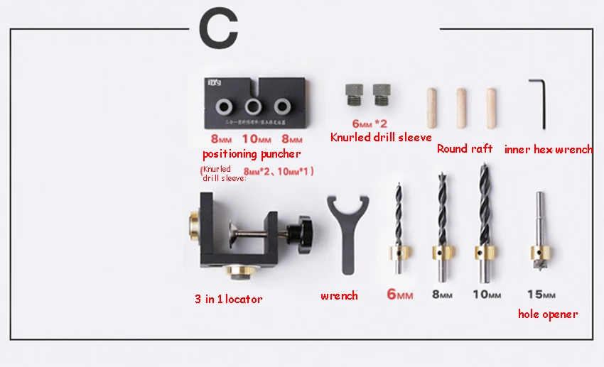 1 комплект деревообрабатывающего карманного отверстия джиг комплект дыропробивной локатор сверло под дюбель направляющий инструмент мебель Дырокол шаг бурения дюбель джиг