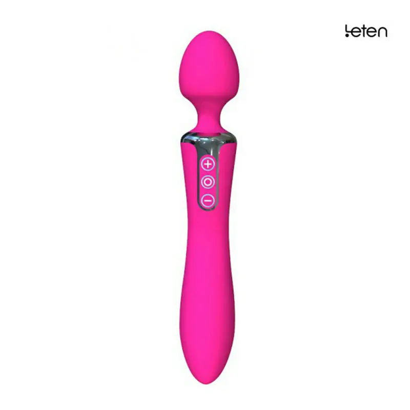  Leten Waterproof Silicone G-Spot Dual Penetrations Multi-Speed Magic AV Wand Sex Vibrator for Women, Erotic Sex Toys for Couple 