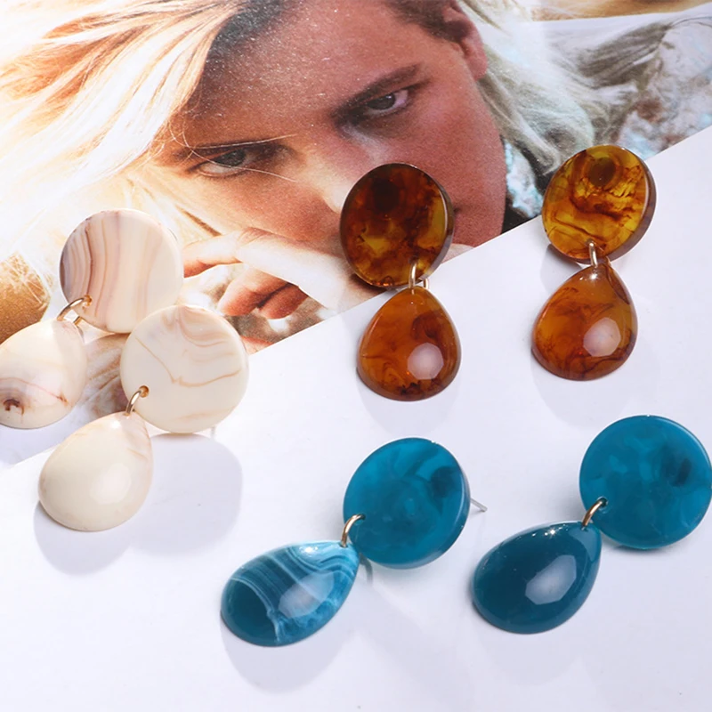 

New Hot Fashion Geometric Square Earrings Brincos Oorbellen Acrylic Connection Pendants Drop Earrings For Women Girls Jewelry