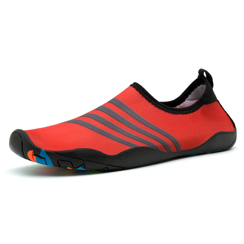 Мужские кроссовки; летняя водонепроницаемая обувь; Уличная обувь для плавания; пляжная обувь; унисекс; мягкая быстросохнущая обувь на плоской подошве; нескользящая подошва - Цвет: gray red-t