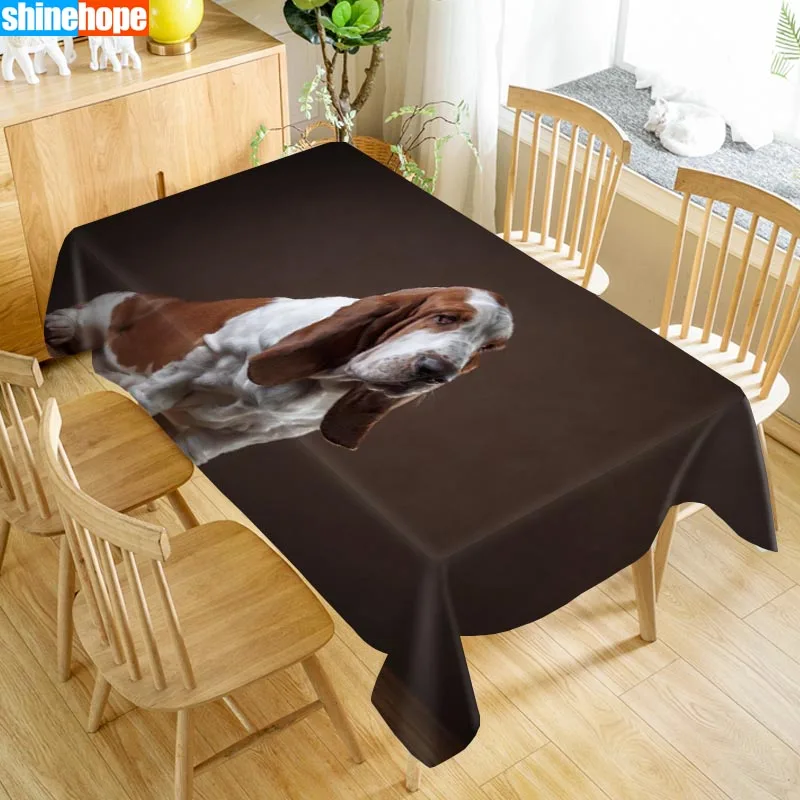 Настраиваемый 3D Basset Hound скатерть Рождественская собака кошка узор моющаяся ткань плотная Прямоугольная Скатерть для свадьбы - Цвет: tablecloths 4