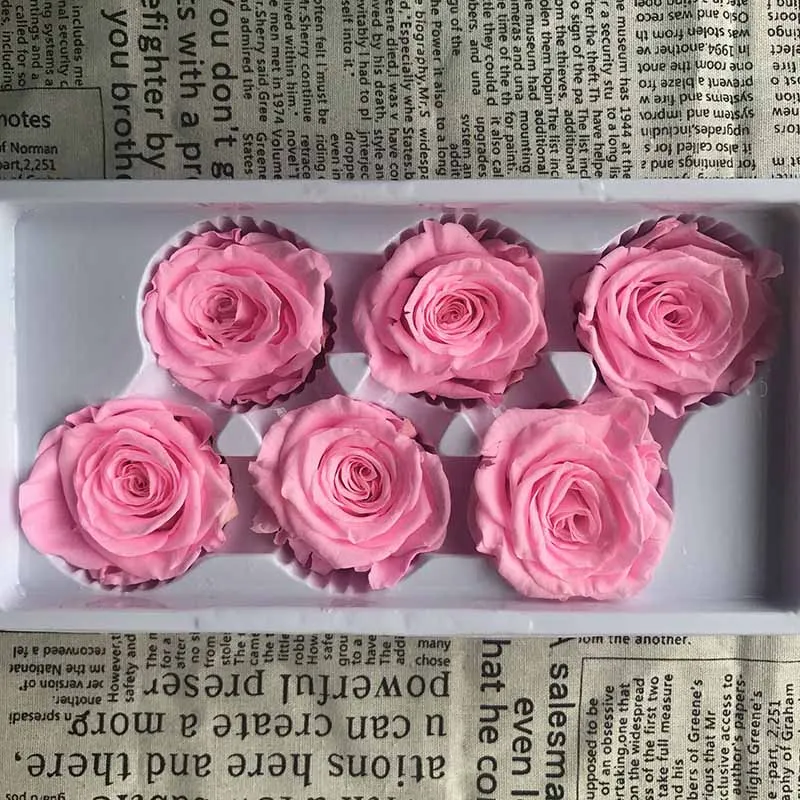 Уровень B сохраненные свежими розовыми цветами бессмертная роза 5-6 см диаметр День матери DIY Свадьба вечная жизнь цветок материал подарок - Цвет: Young Pink