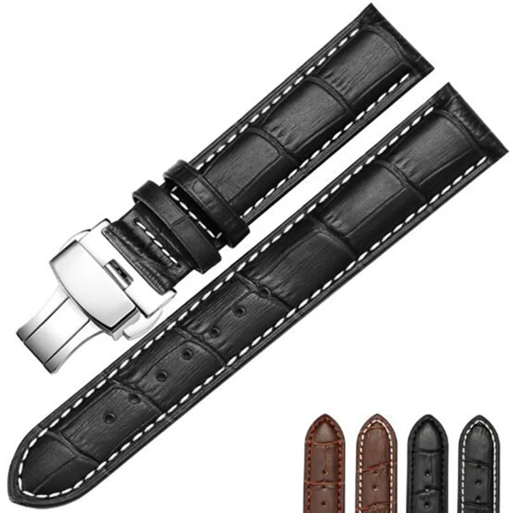 

New 14 16 18 19 20 21 22 24 mm Genuine Leather Watch Band Strap Bracelet With Folding Buckle lasp PAM For Tissot Watchband