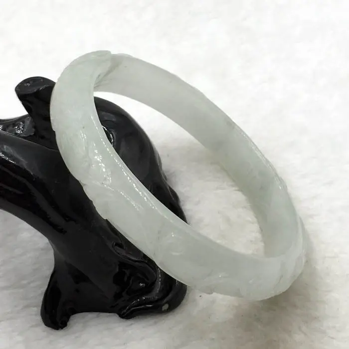 

0336 China Hand-carved Green Emerald Green Jadeite Jade Bracelet Bangle