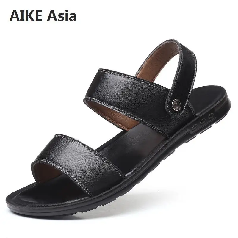 

New Casual Men Soft Sandals Comfortable Men Summer Genuine Leather Sandals Men Roman Summer Outdoor Beach Sandals Big Size 38-44