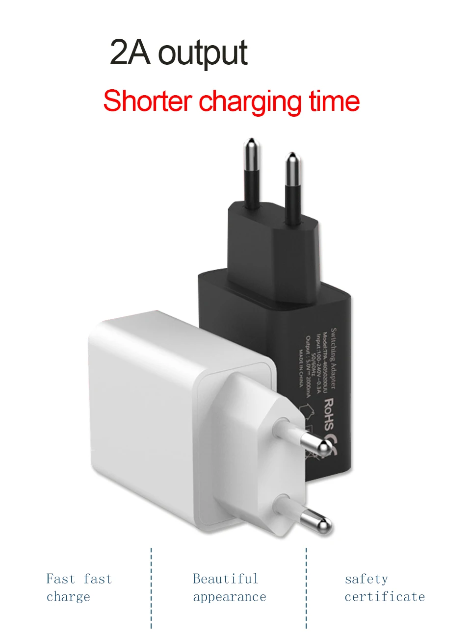 Universal USB Charger 1 Ports 5V2A Travel USB Wall Power Adapter EU Charger Charging For iPhone7 Xiaomi Samsung HTC Micro usb (3)