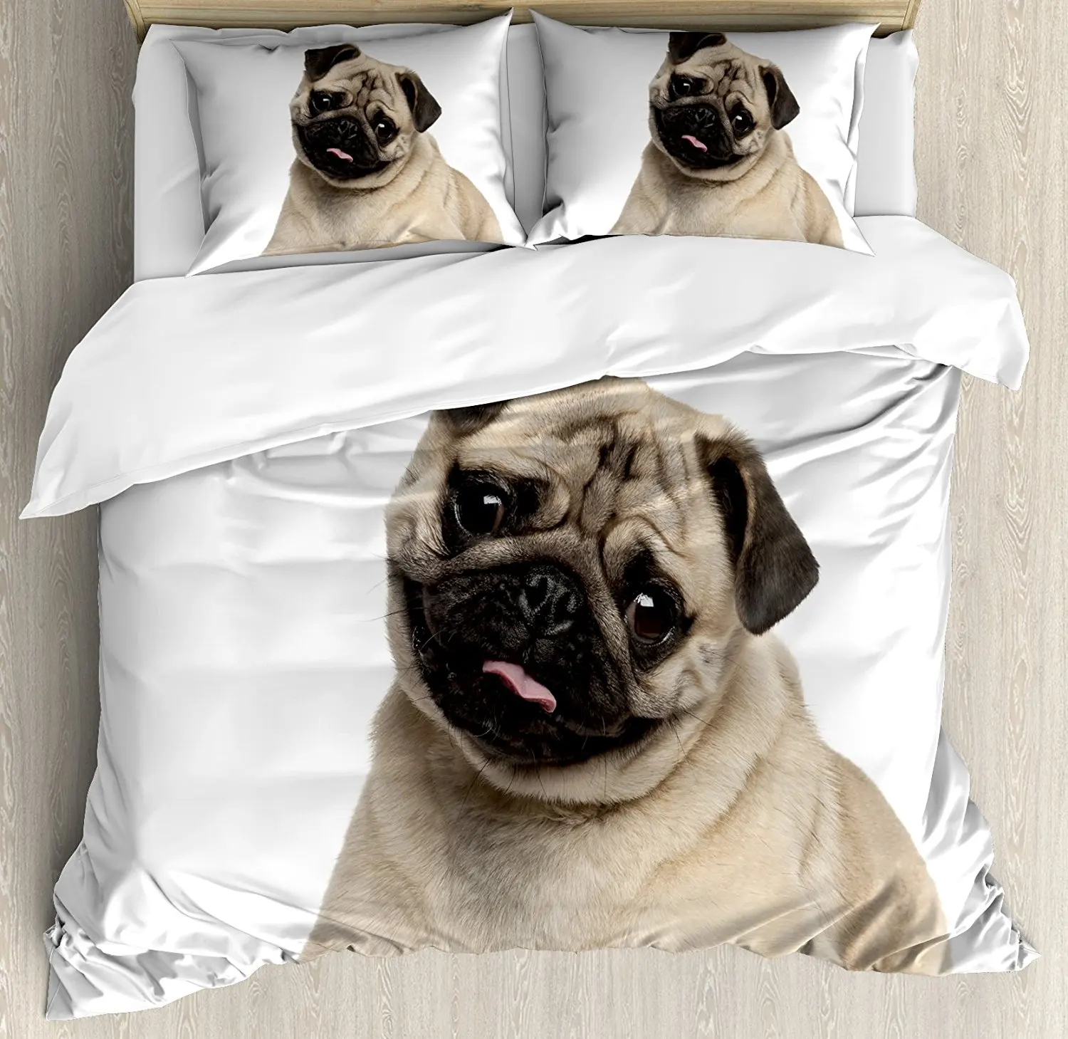 Pug Duvet Cover Set Nine Months old Pug Puppy Lying Around Cute Pet