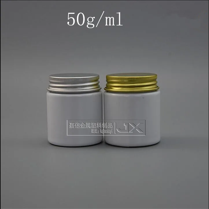 Download Free Shipping 50g/ml White Plastic Bottle Jar Golden Silver Aluminum Screw Lid Cream Loticn Bati ...