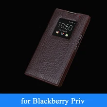 for Blackberry Priv Real Leather Case Window Designer Business Phone Cover for Black Berry Priv