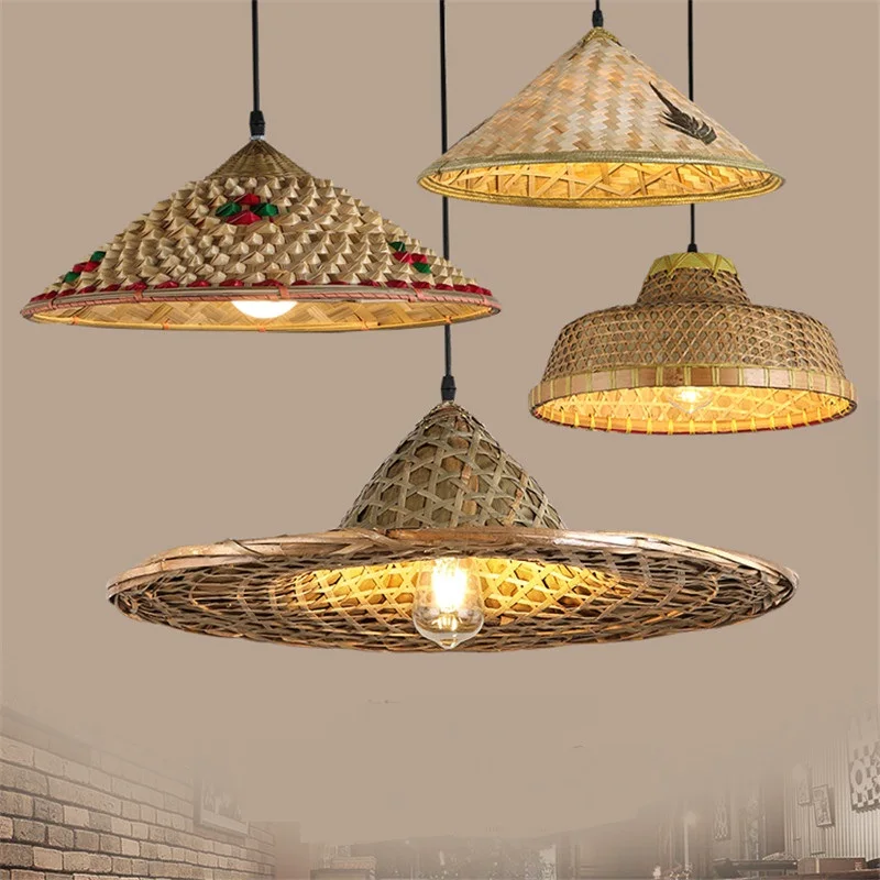 Bamboo Farmhouse Hat Bamboo pendant lights Chinese style Living restaurant exhibition hall Hand made bamboo pedant lamps ZA zb44