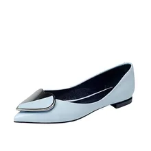 Туфли на плоской подошве г. Новые женские туфли в европейском стиле на весну-лето, удобные кожаные и черные туфли с острым носком