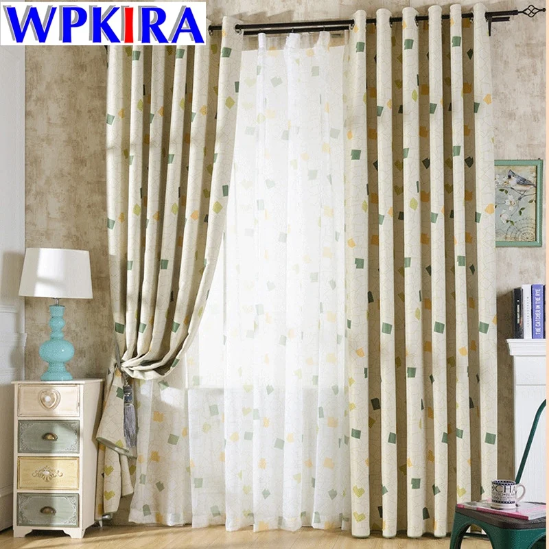 Cortinas Modernas Voile impresión elegante fresco Plaid cortinas para niños dormitorio cortinas niños dormitorio carpas Cortina Panel WP343-30