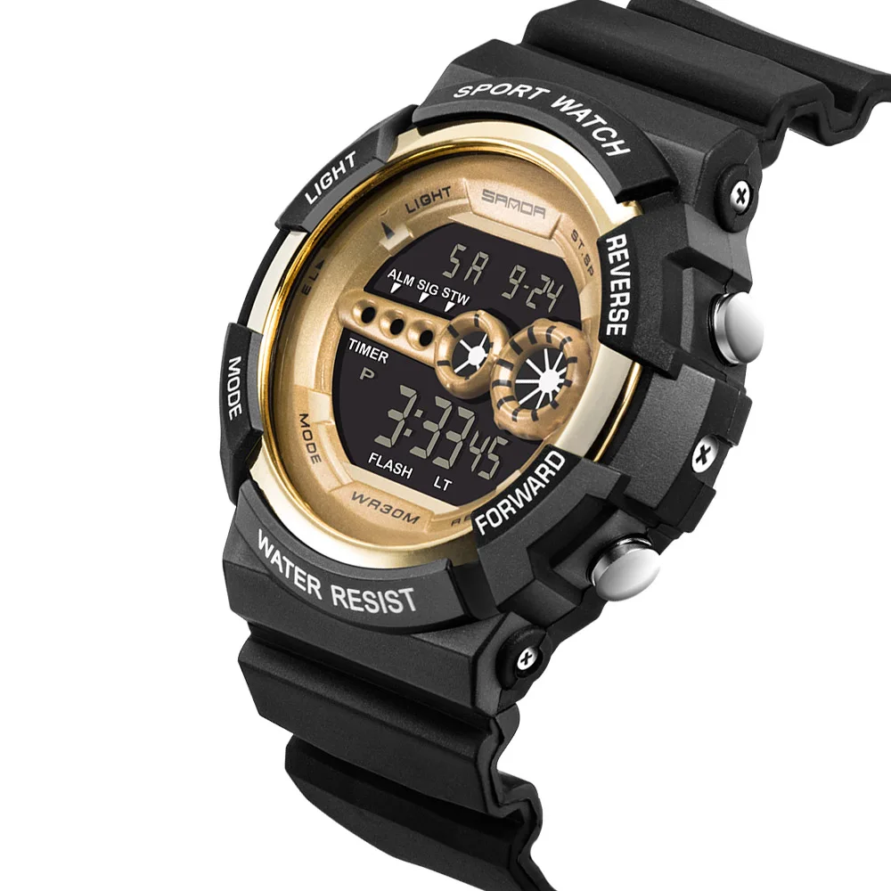 SANDA светодиодный цифровые мужские часы Топ бренд класса люкс известный унисекс часы военные спортивные часы мужские цифровые часы Relogio - Цвет: Цвет: желтый