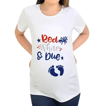 

Women Short Sleeve Maternity Letter Print Tops 4th of July Maternity Clothes Pregnancy Summer Nursing Tshirt Top Ropa Maternidad