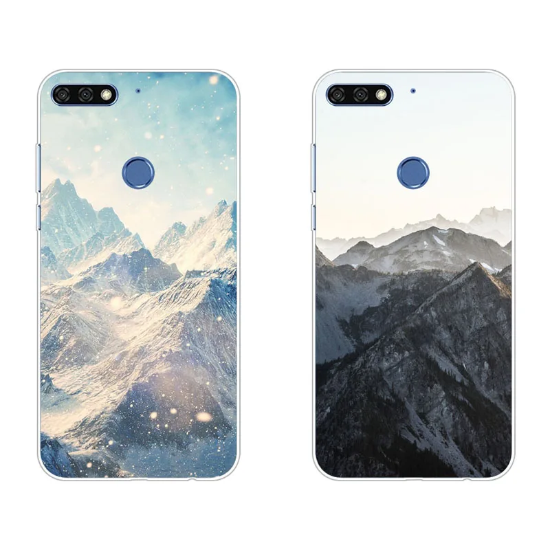 huawei honor 7 pro Case Silicon Mountain scenery Painting TPU Back Cover for Phone protect Bags shell |
