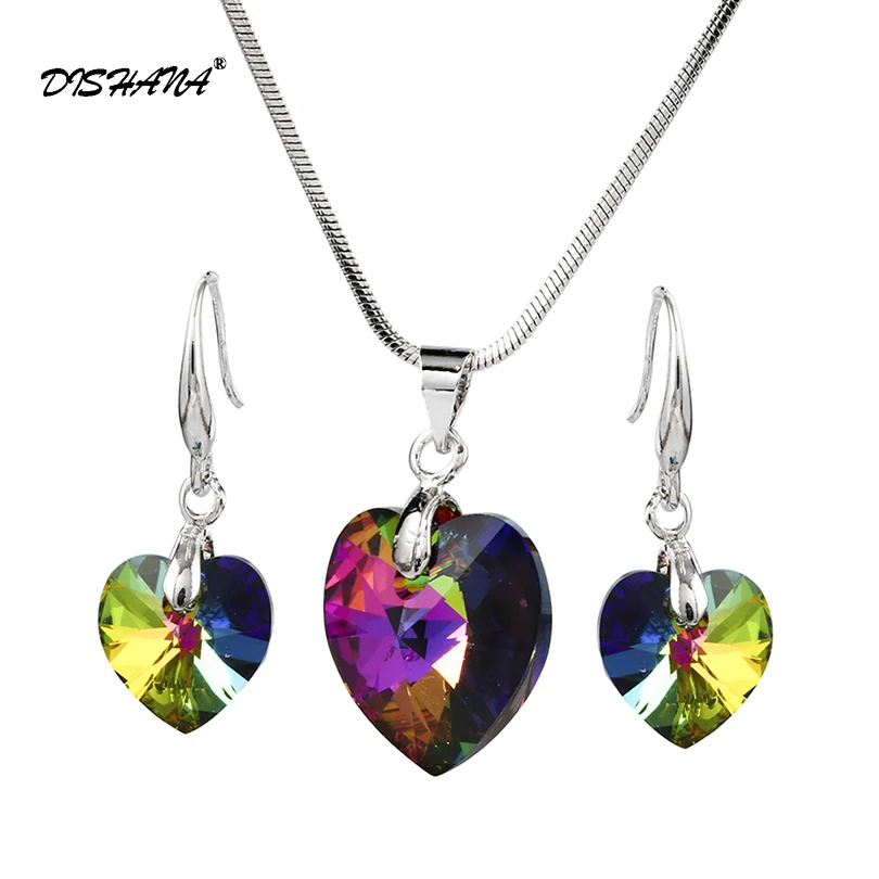 

Love Heart Bridal Jewelry Sets And More With Crystal Dangle Earrings And Necklace Set For Women Gift Anniversary (js0000)