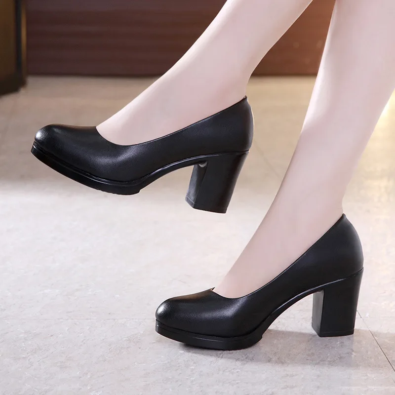 Plus Size 32 43 Round Block Heels Pumps 