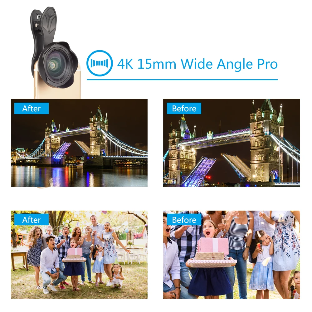 APEXEL Optic HD 15 мм объектив для телефона 0 5X4 k широкоугольные линзы объектива камеры