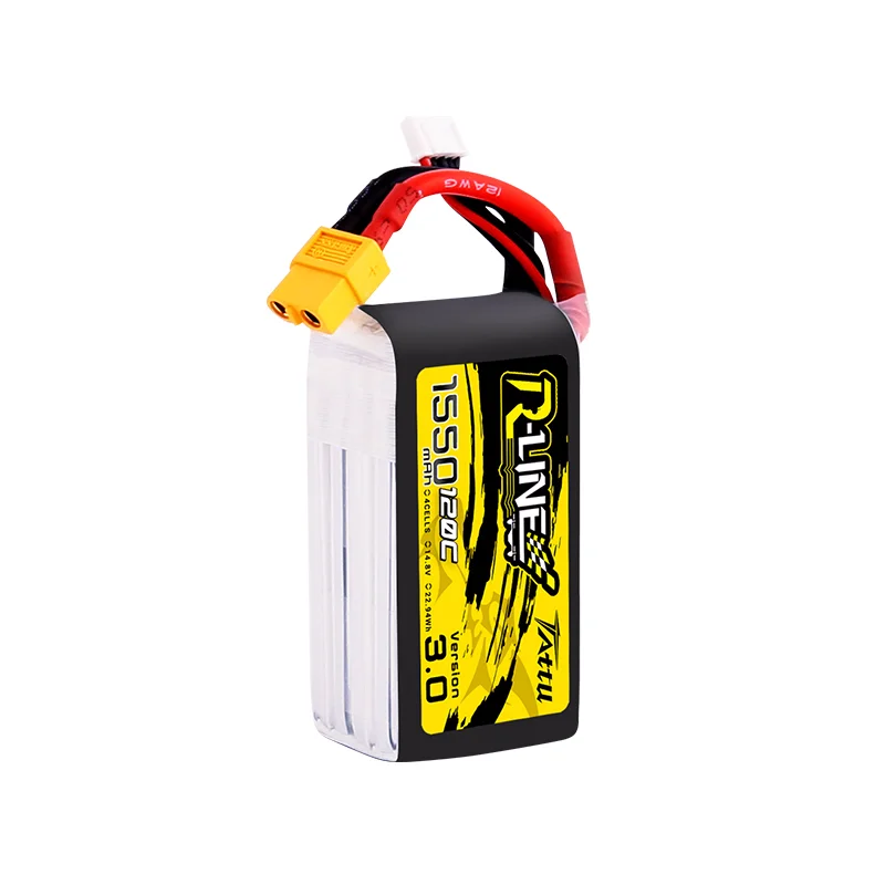 TATTU R-Line версия 3,0 V3 1300/2000/1800 mAh 120C 4S 1550 V Lipo аккумулятор с разъемом XT60 для радиоуправляемого квадрокоптера FPV Racing Drone