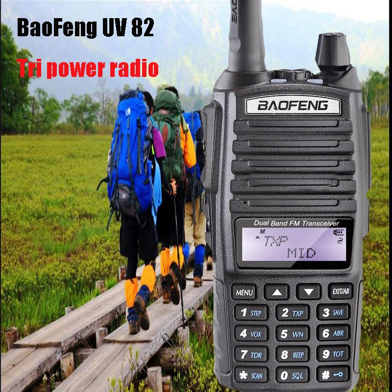 

8W tri band baofeng uv82 frequency portable Walkie-talkies for hunting 10km powerful walkie talkies headset walkie talkies