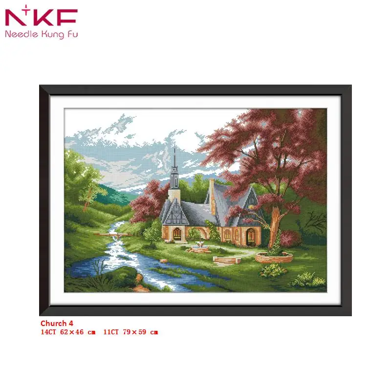 

NKF new cross stitch kit Church 4 clear pattern needlework DMC 11/14 CT DIY easy handmade embroidery Kit for room decor and gift