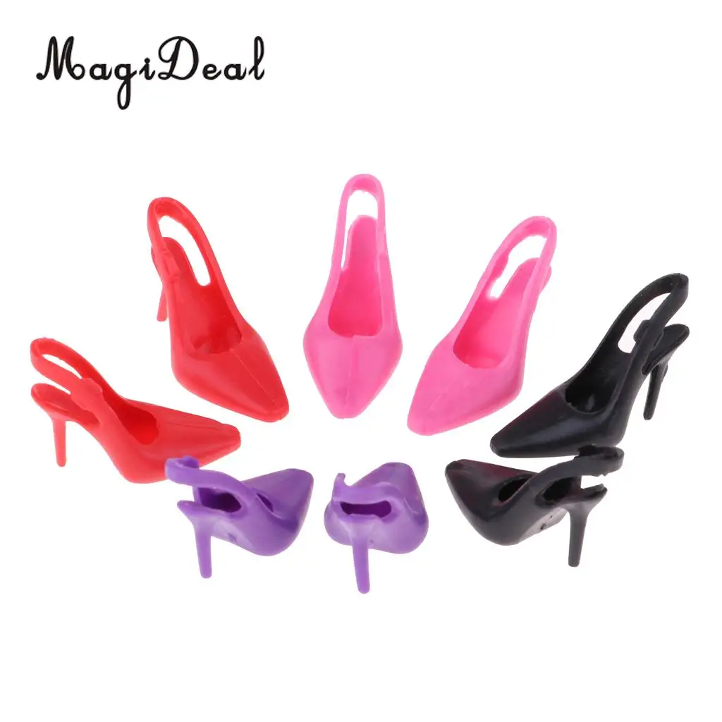 8 Pairs 1/6 Scale Miniature High Heel Shoes Furniture for Dolls House Room Woman Figures Accessory Decoration
