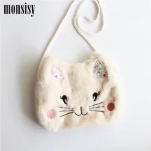 Monsisy Winter Faux Fur Cat Baby font b Bag b font For Girl Purse and Handbag